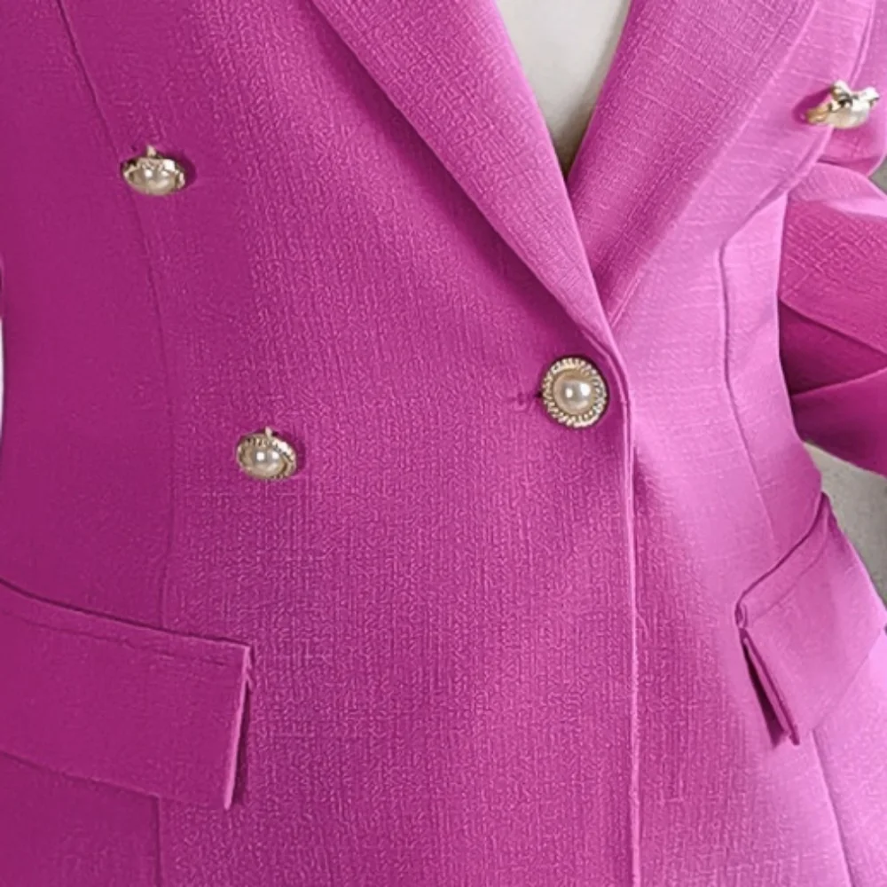 Stylish Pink Lapel Collar Blazer - Picture 2 of 8